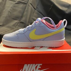 Nike Court Kids Lavender  with Yellow Swoosh